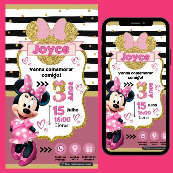 Convite Digital Interativo Minnie Rosa