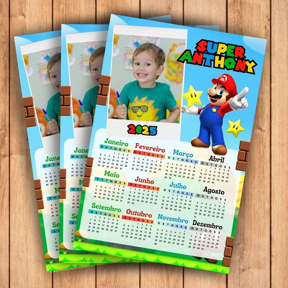 Calendário Super Mario 2026 (imã de Geladeira)