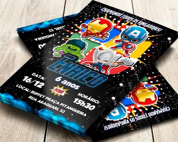Convite Impresso Vingadores Baby