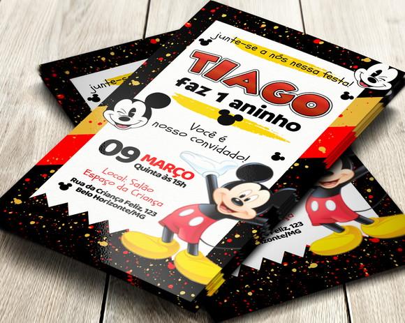 Convite de Aniversário Digital Mickey