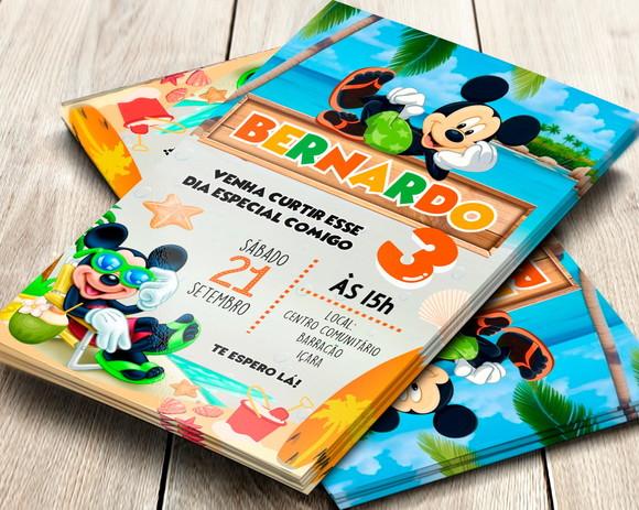 Convite Impresso Mickey Praia