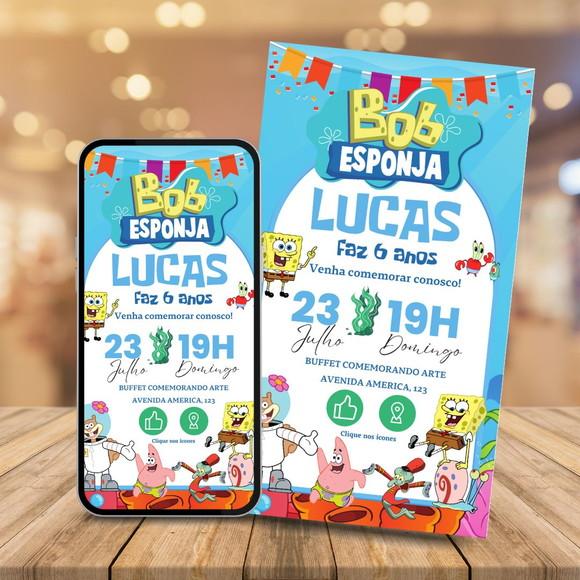 Convite Digital Interativo Bob Esponja