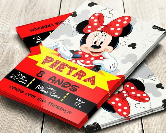 Convite Impresso Minnie Vermelha