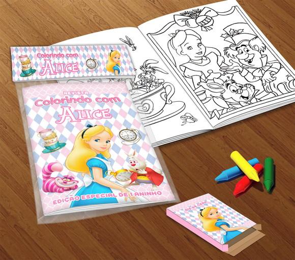 Kit Colorir Alice no País das Maravilhas (livrinho+giz)