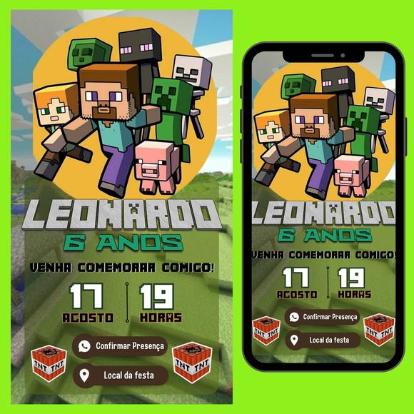 Convite Digital Interativo Minecraft
