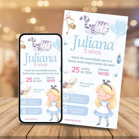 Convite Digital Interativo Alice no País das Maravilhas