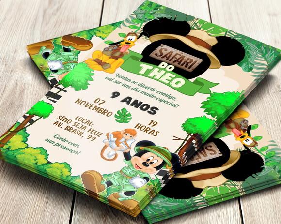 Convite Impresso Mickey Safari