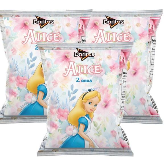 Embalagem para Salgadinho Alice no País das Maravilhas