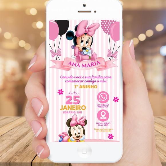 Convite Digital Interativo Minnie Baby