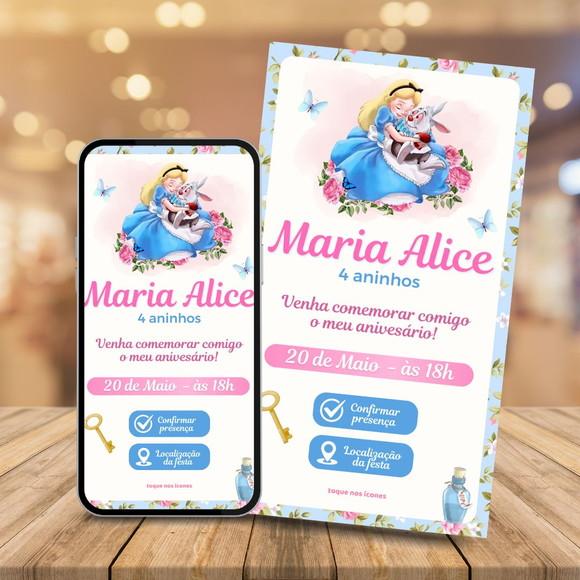 Convite Digital Interativo Alice no País das Maravilhas