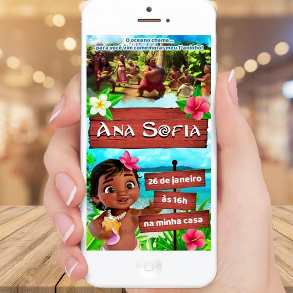 Convite Animado Moana (tela Única)