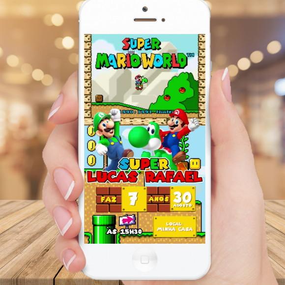 Convite Animado Super Mario (tela Única)