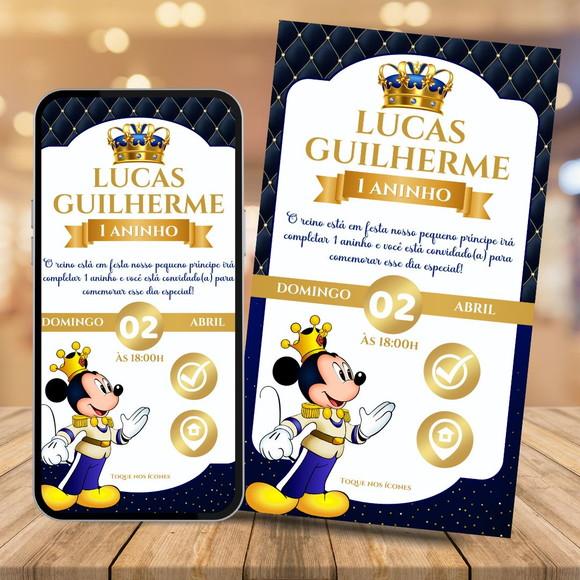 Convite Digital Interativo Mickey Realeza