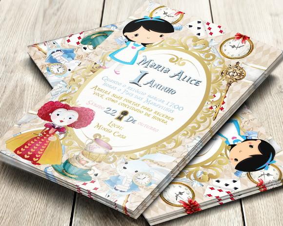Convite Impresso Alice no País das Maravilhas