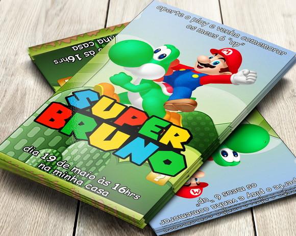 Convite Impresso Super Mario