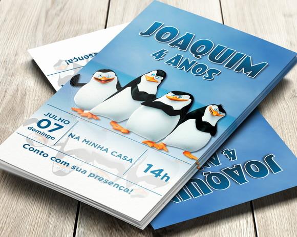 Convite Impresso Pinguins de Madagascar