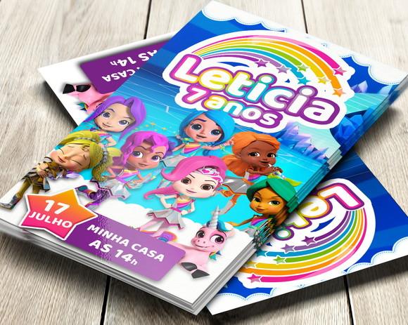 Convite Impresso Rainbow Rangers