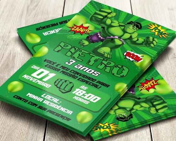 Convite Impresso Hulk