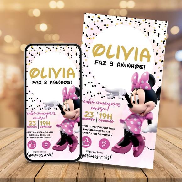 Convite Digital Interativo Minnie Rosa