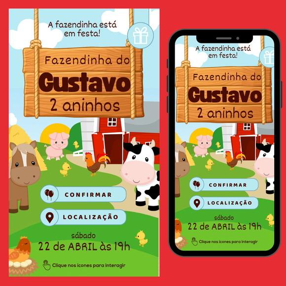 Convite Digital Interativo Fazendinha