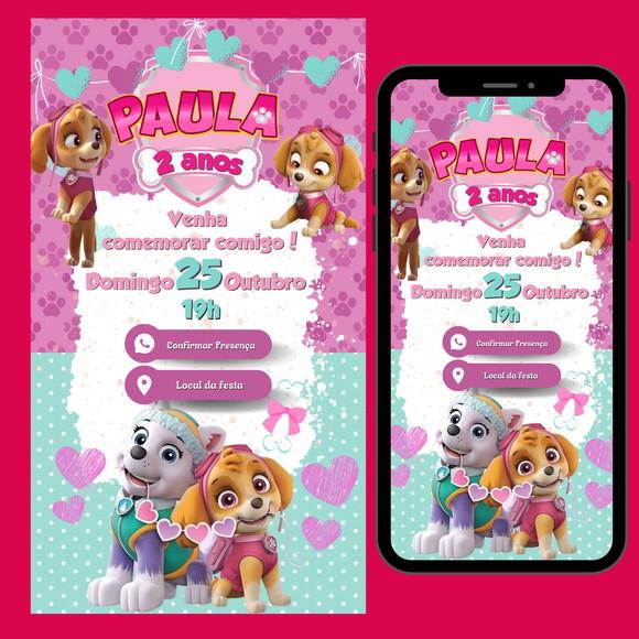 Convite Digital Interativo Patrulha Canina Menina