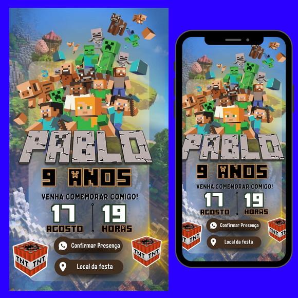 Convite Digital Interativo Minecraft