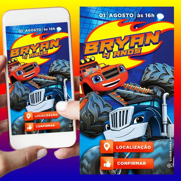 Convite Digital Interativo Blaze And The Monster Machines