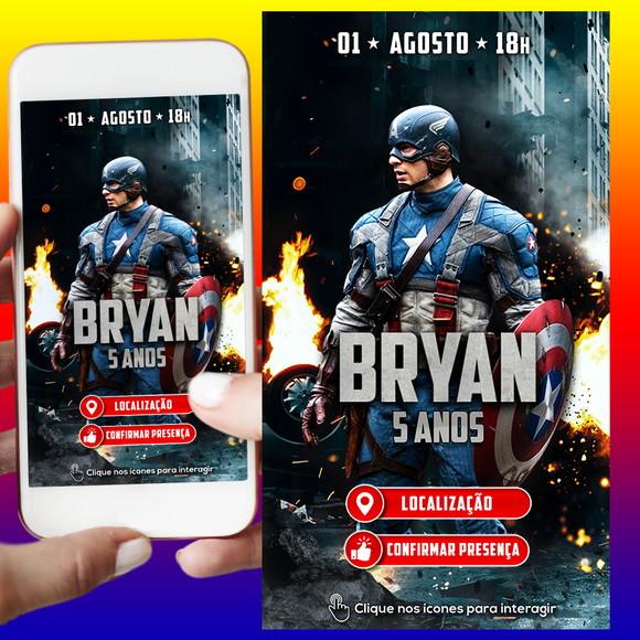Convite Digital Interativo Capitão América