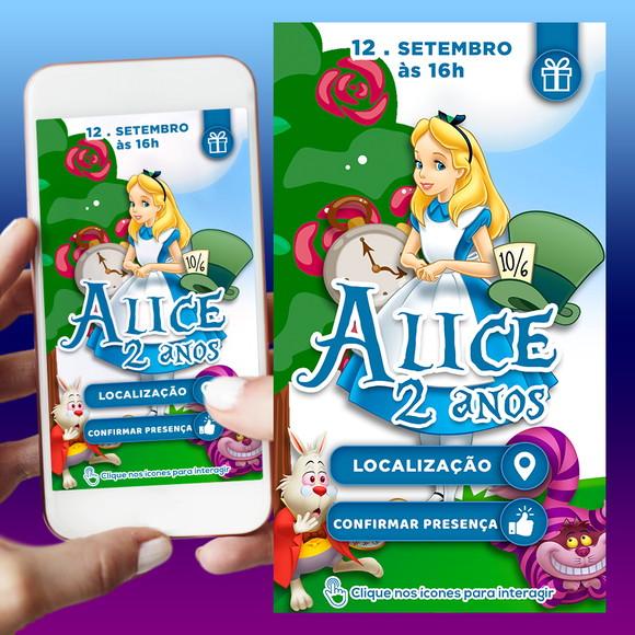 Convite Digital Interativo - Alice no País das Maravilhas