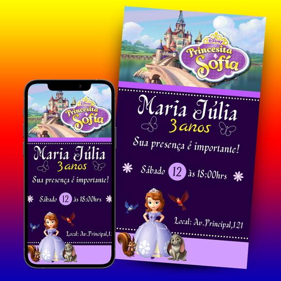 Convite de Aniversário Digital-princesa Sofia