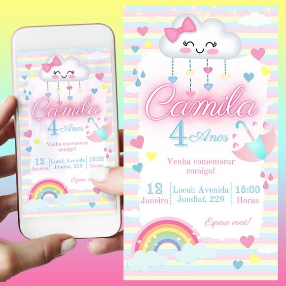 Convite de Aniversário Digital- Chuva de Amor