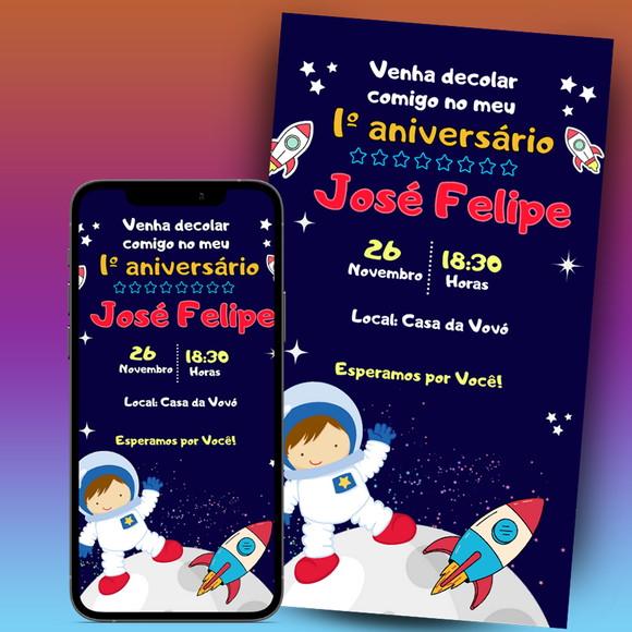 Convite De Aniversário Digital-astronauta