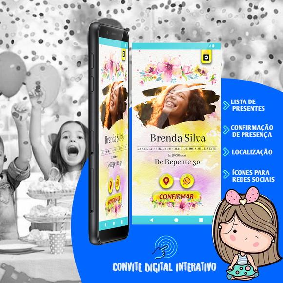 CONVITE DE ANIVERSÁRIO DIGITAL INTERATIVO-DE REPENTE 30