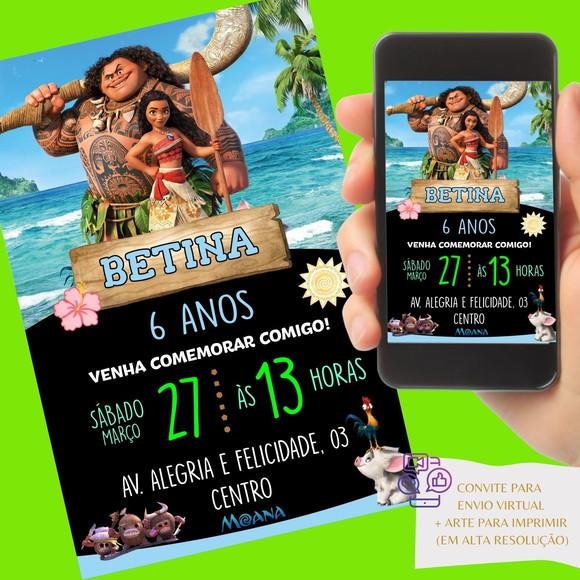 Convite Digital Moana Adulta