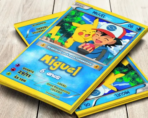 Convite Impresso Card Pokémon