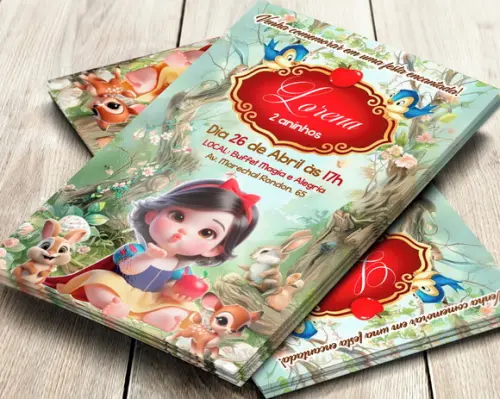 Convite Impresso Branca de Neve Baby
