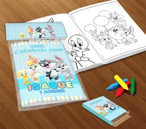 Kit Colorir Looney Tunes Baby (livrinho + Giz de Cera)