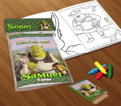 Kit Colorir Shrek (livrinho + Giz de Cera)
