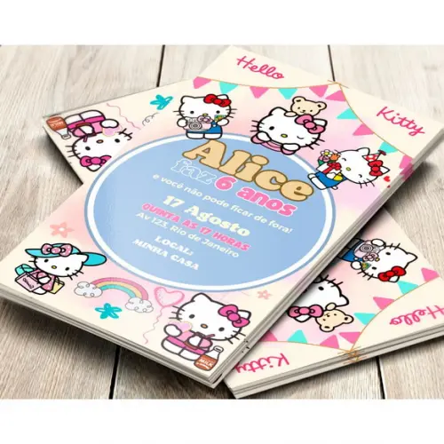 Convite Impresso Hello Kitty