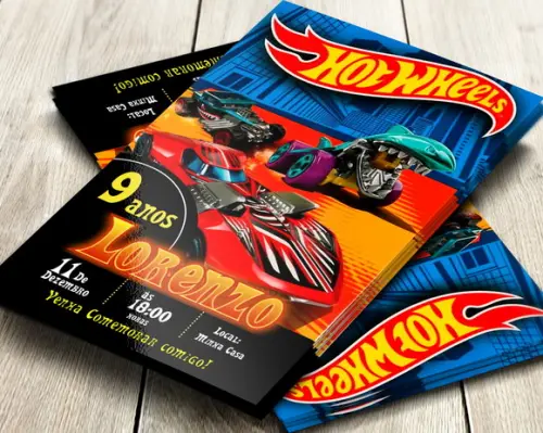 Convite Impresso Hot Wheels
