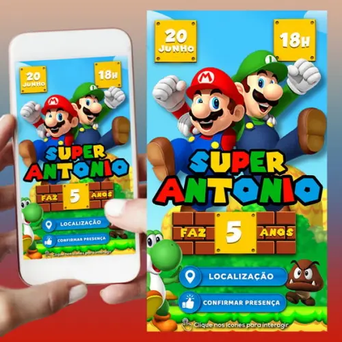 Convite Digital Interativo Super Mario