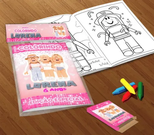 Kit Colorir Roblox Menina (livrinho + Giz de Cera)