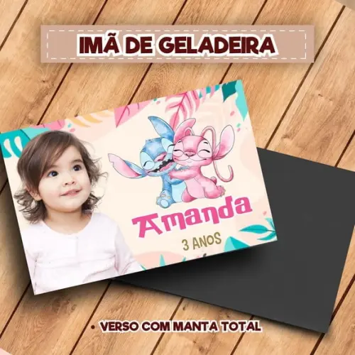 Imã de Geladeira Personalizado Stitch e Angel