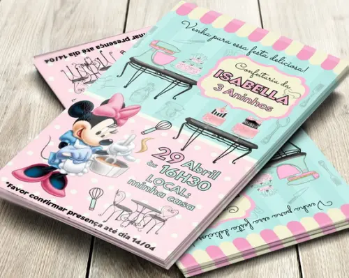 Convite Impresso Minnie Confeiteira