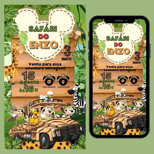 Convite Digital Interativo Mickey Safari
