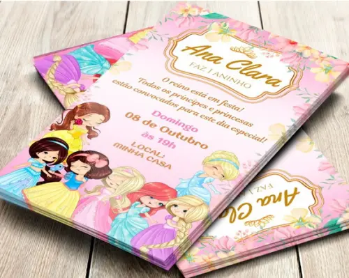 Convite Impresso Princesas da Disney Cute
