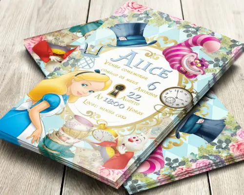 Convite Impresso Alice no País das Maravilhas