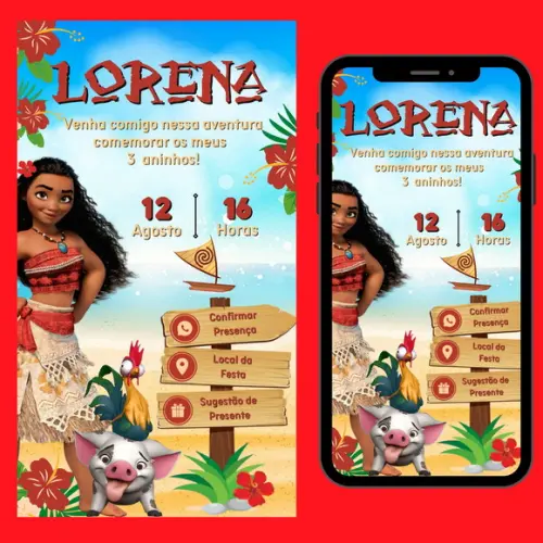 Convite Digital Interativo Moana