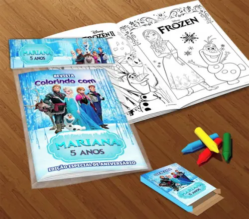 Kit Colorir Frozen (livrinho + Giz de Cera)