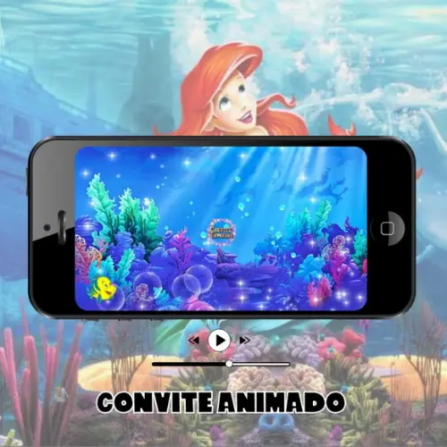 Convite de Aniversário Animado- Ariel a Pequena Sereia
